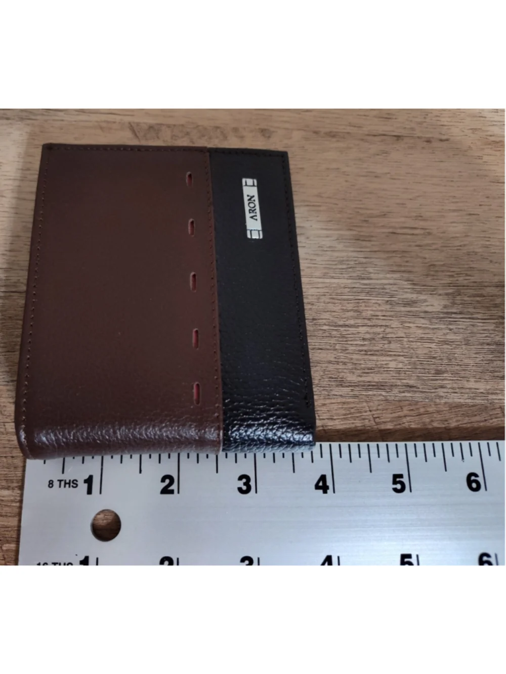 ARON Men's Black and Brown Bifold Wallet